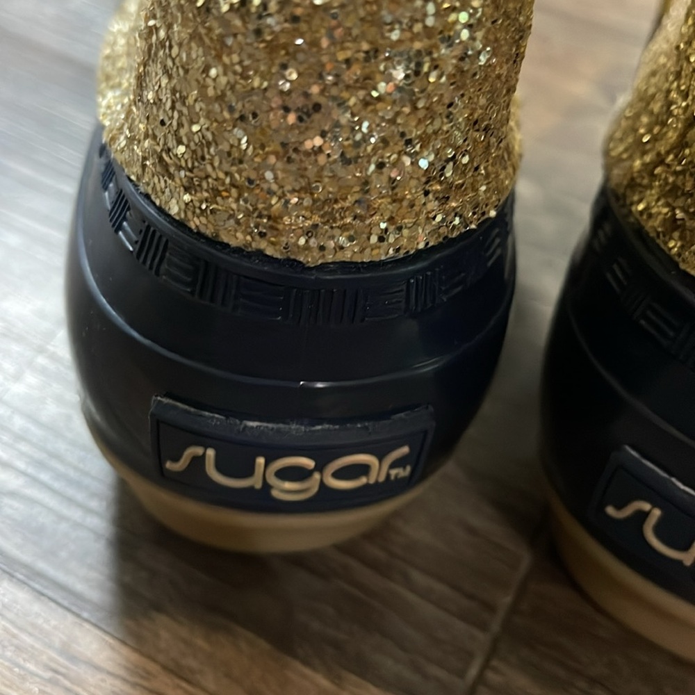 Sugar Gold and Navy Women's Waterproof Duck Boots - Picture 5 of 9